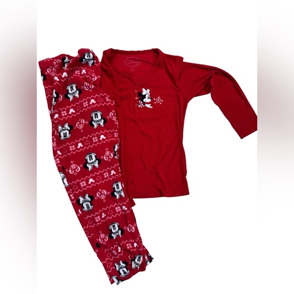 Women’s Disney Minnie Mouse Red Flannel Pajama PJ Set Size Small (4-6) - Picture 1 of 5